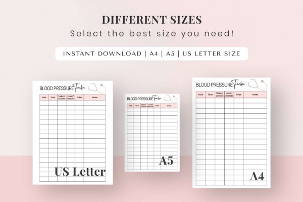 Blood pressure chart, medical tracker, medical vitals