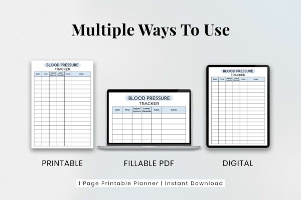 Blood pressure chart, medical tracker, medical vitals