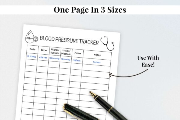 Blood pressure chart, medical tracker, medical vitals (copy)