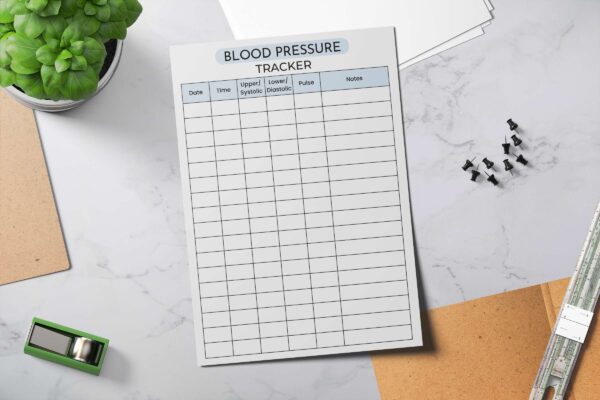 Blood pressure chart, medical tracker, medical vitals