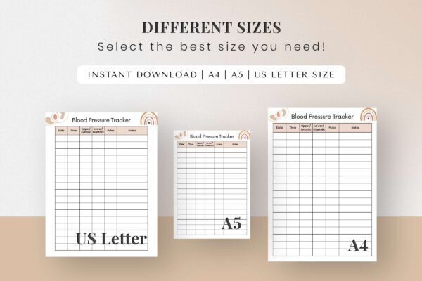 Blood pressure chart, medical tracker, medical vitals