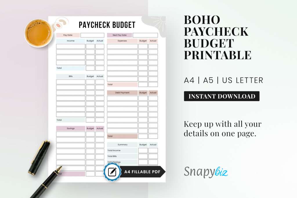 paycheck budget pdf | budget worksheet | budget planner book
