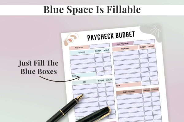 Boho Paycheck Budget Printable Feature Image 2 Paycheck budget pdf | budget worksheet | budget planner book