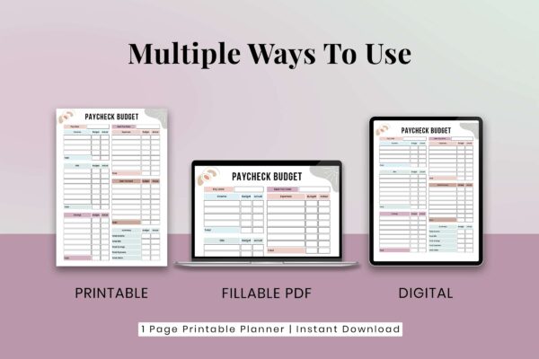 Boho Paycheck Budget Printable Feature Image 3 Paycheck budget pdf | budget worksheet | budget planner book