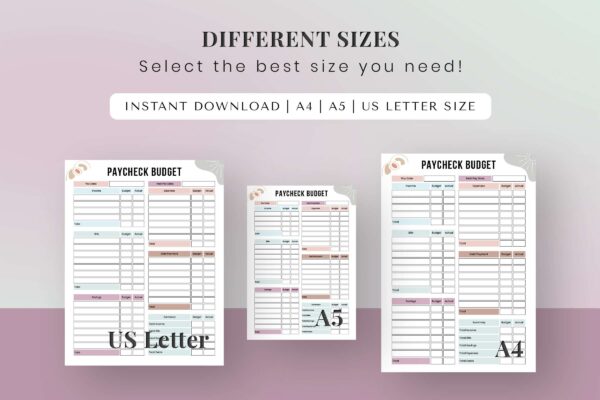 Boho Paycheck Budget Printable Feature Image 9 Paycheck budget pdf | budget worksheet | budget planner book