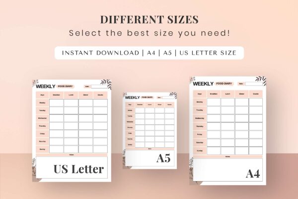 Boho Weekly Food Diary Feature Image 9 Printable weekly food, food diary, food tracker
