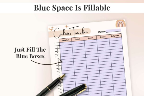 Calorie tracker, calorie chart, calorie counting