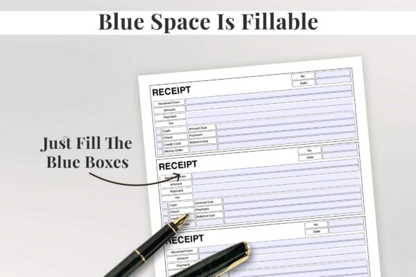 Receipt book, receipt printable, business receipt