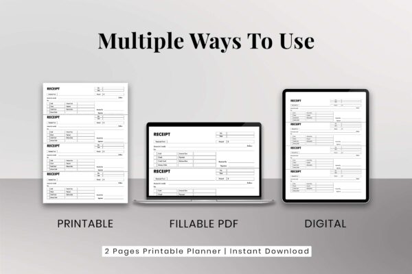 Receipt book, receipt printable, business receipt