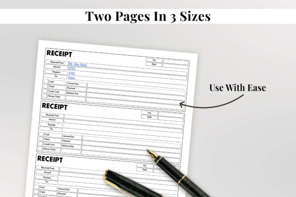 Receipt book, receipt printable, business receipt