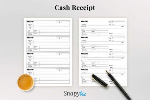 Receipt book, receipt printable, business receipt