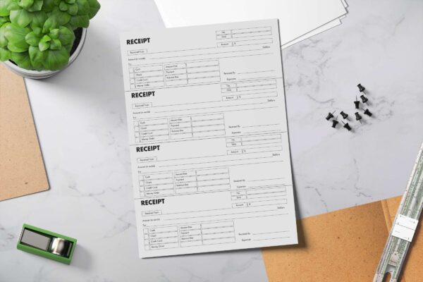 Receipt book, receipt printable, business receipt