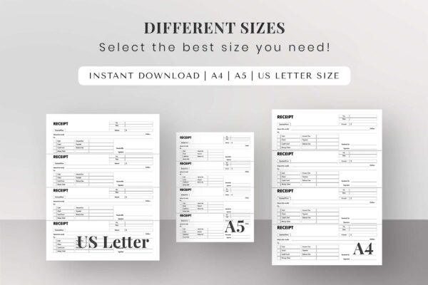 Receipt book, receipt printable, business receipt