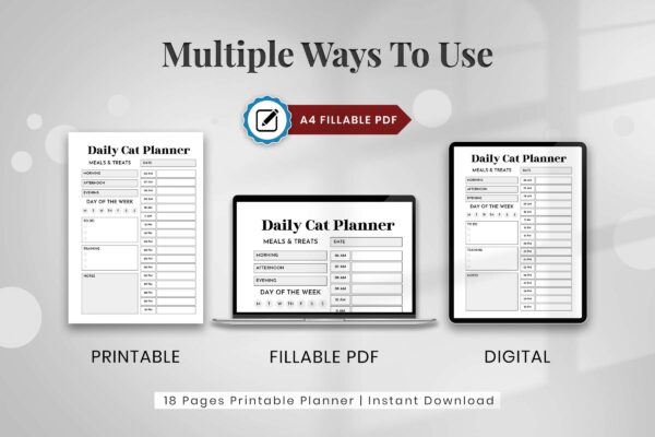 Cat Care Planner Black And White 10 Cat care planner