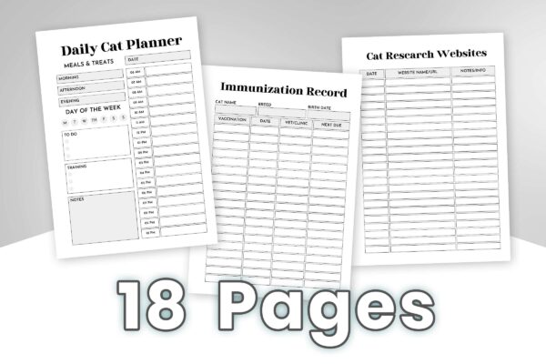 Cat Care Planner Black And White 2 Cat care planner