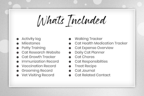 Cat Care Planner Black And White 6 Cat care planner