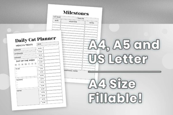 Cat Care Planner Black And White 7 Cat care planner