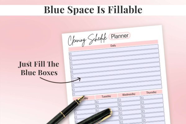 Cleaning Planner Feature Image 2 Cleaning schedule printable