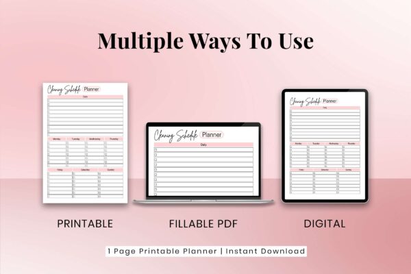 Cleaning Planner Feature Image 3 Cleaning schedule printable