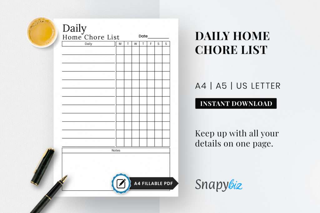 daily home chore list