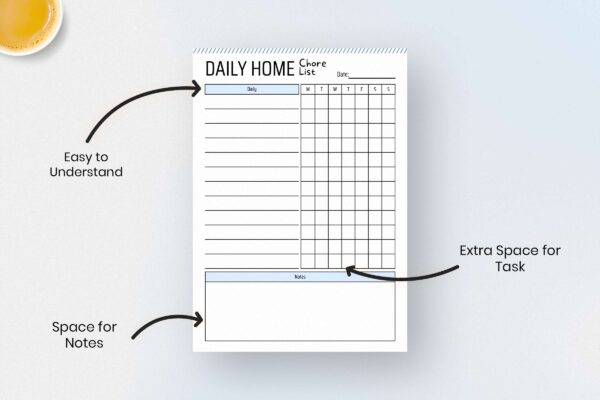 Daily Home Chore List Feature Image 2 Printable daily home chore list, home management, adhd cleaning