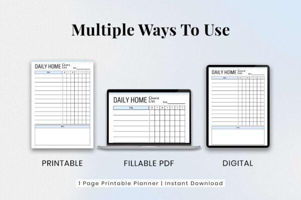 Daily Home Chore List Feature Image 4 Printable daily home chore list, home management, adhd cleaning