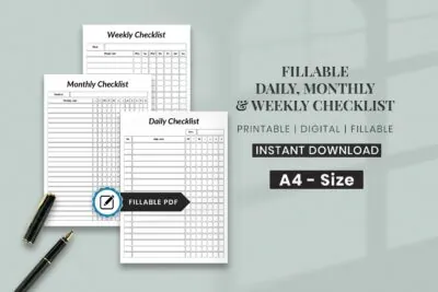 free daily monthly & weekly checklist