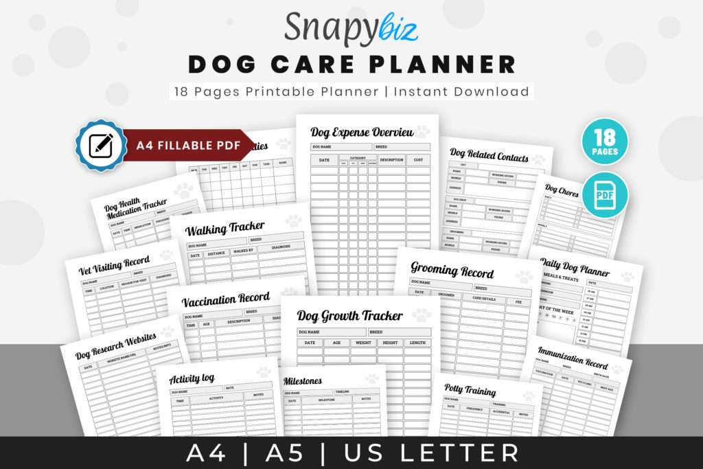 dog care planner printable