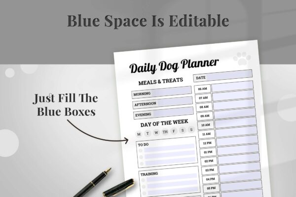 Dog Care Planner Black And White 3 Dog care planner printable