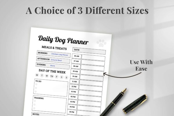 Dog Care Planner Black And White 4 Dog care planner printable