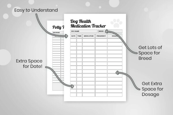 Dog Care Planner Black And White 8 Dog care planner printable