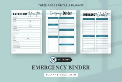 emergency binder free printables