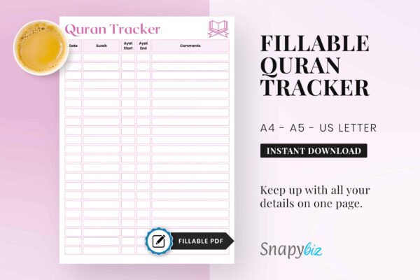 Printable quran tracker