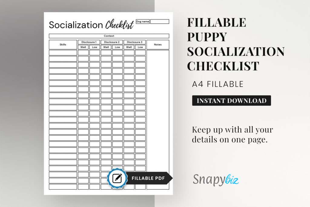 puppy socialization checklist printable