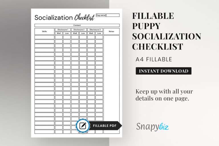 Puppy Socialization Checklist Printable | SnapyBiz