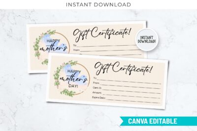 gift certificate template for mothers