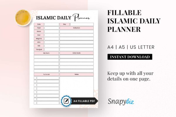 Islamic Daily Planner Feature Image Islamic daily planner printable