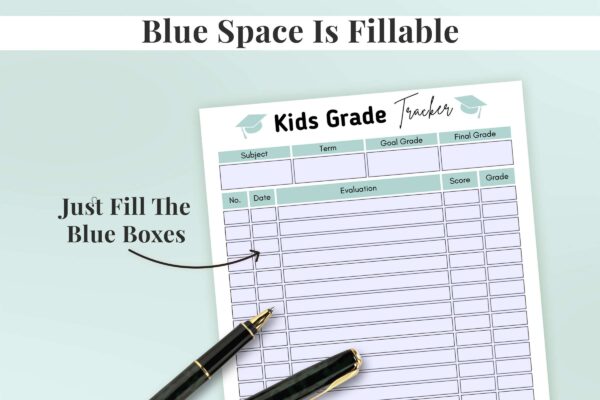 Printable grade tracker for kids