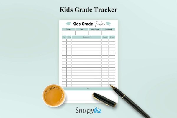 Printable grade tracker for kids
