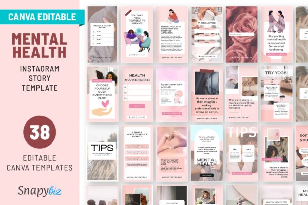 Mental Health Instagram Story Template Pink Feature Image 1 Mental health instagram canva story template