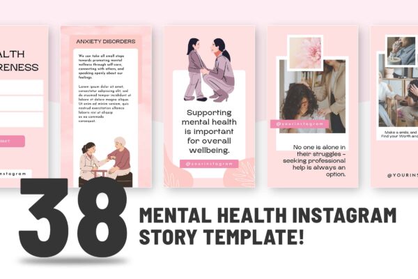 Mental Health Instagram Story Template Pink Feature Image 2 Mental health instagram canva story template - image 2
