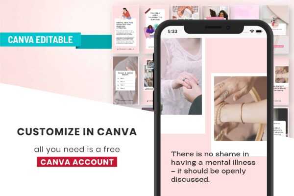 Mental Health Instagram Story Template Pink Feature Image 3 Mental health instagram canva story template - image 3
