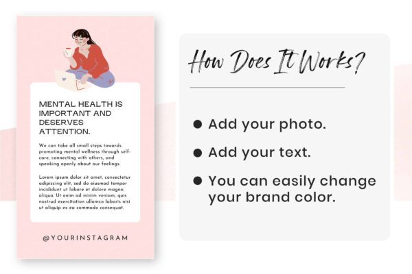 Mental Health Instagram Story Template Pink Feature Image 6 Mental health instagram canva story template - image 6
