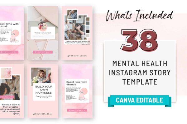 Mental Health Instagram Story Template Pink Feature Image 7 Mental health instagram canva story template - image 7