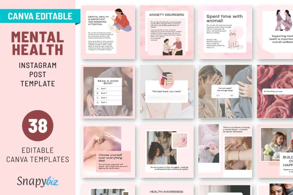 Mental Health Instagram Canva Post Template Mental Health Instagram Canva Post Template