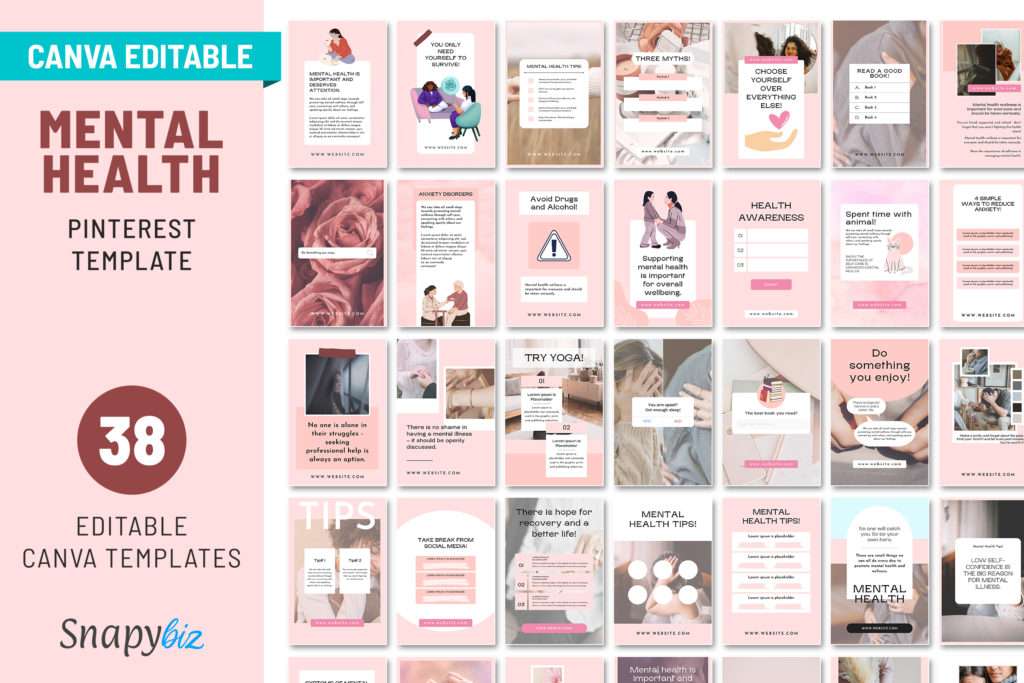 mental health pinterest canva template