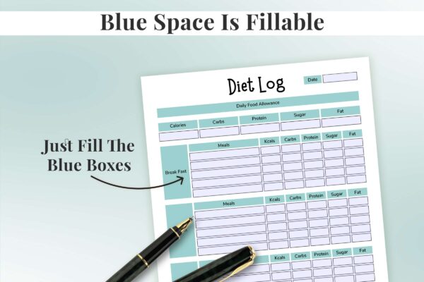 Minimal diet, food log, diet planner, diet log, diet plan