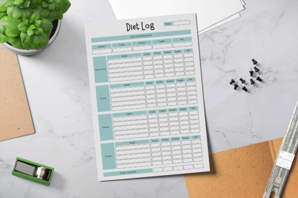 Minimal diet, food log, diet planner, diet log, diet plan