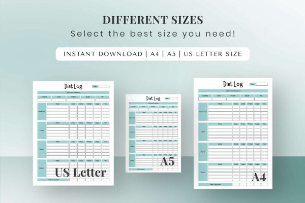 Minimal diet, food log, diet planner, diet log, diet plan