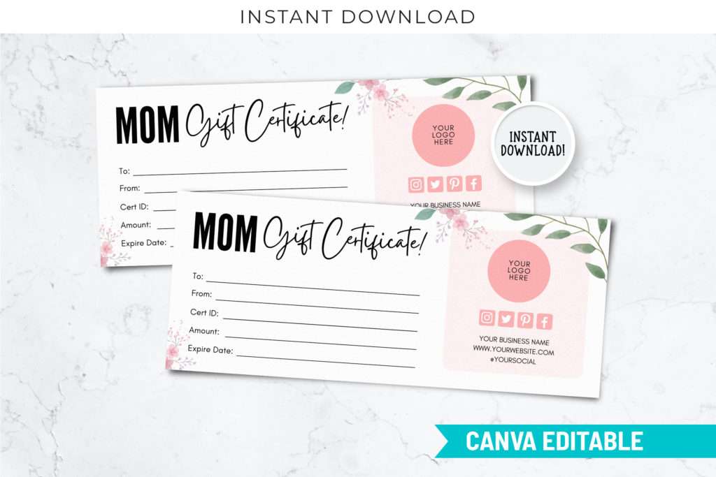 minimal mom gift certificate template